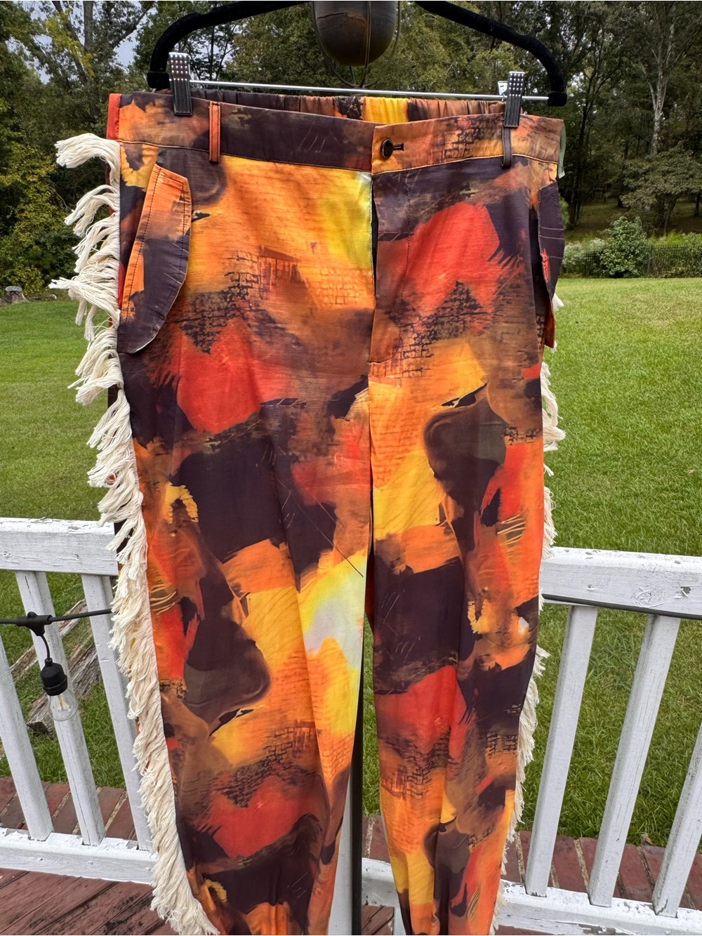 Women Abstract Orange & Brown Casual Pants